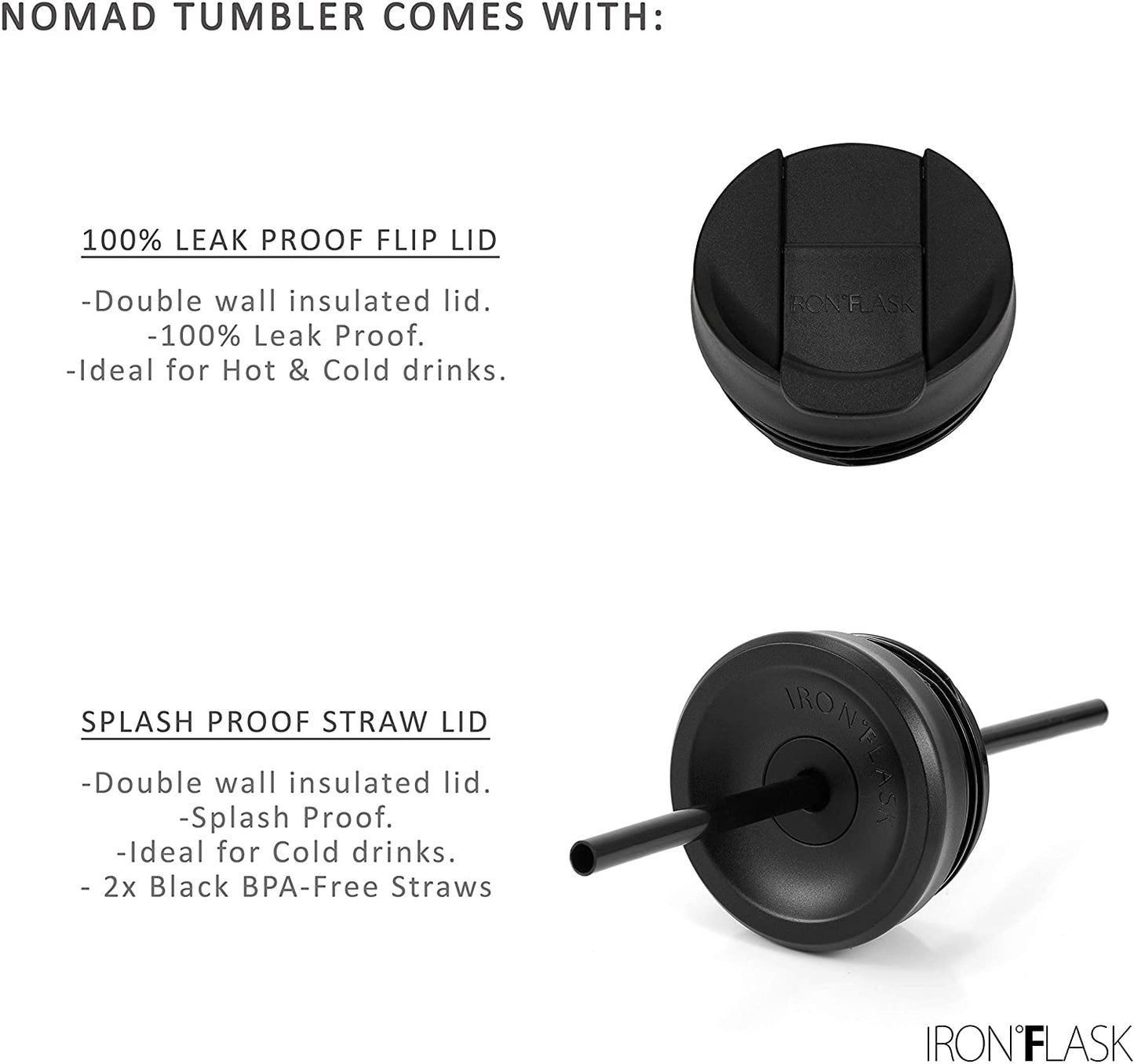 Nomad Tumbler - 2 Lids (Straw/Flip), Vacuum Insulated Stainless Steel Bottle, Double Walled, Drinking Cup, Thermos Coffee Travel Mug, Water - Aurora, 20 Oz