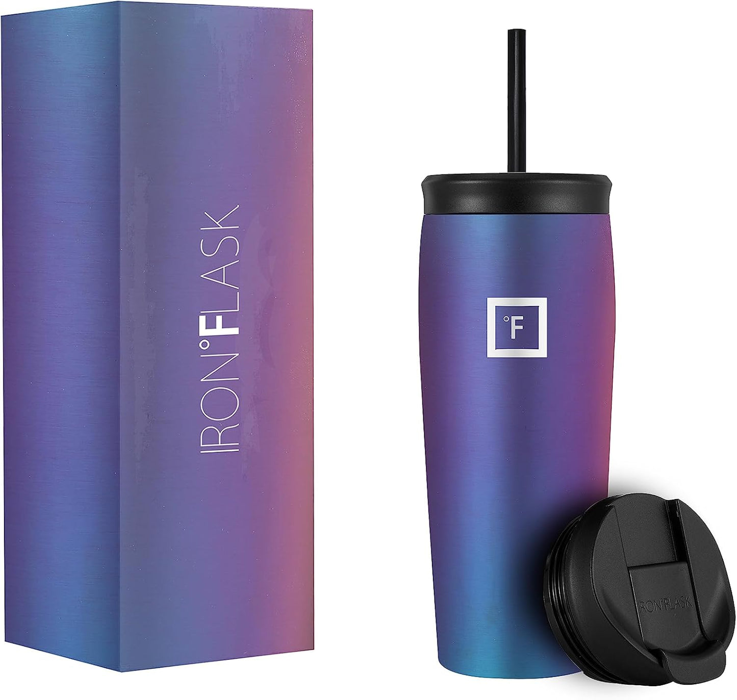 Nomad Tumbler - 2 Lids (Straw/Flip), Vacuum Insulated Stainless Steel Bottle, Double Walled, Drinking Cup, Thermos Coffee Travel Mug, Water - Aurora, 20 Oz