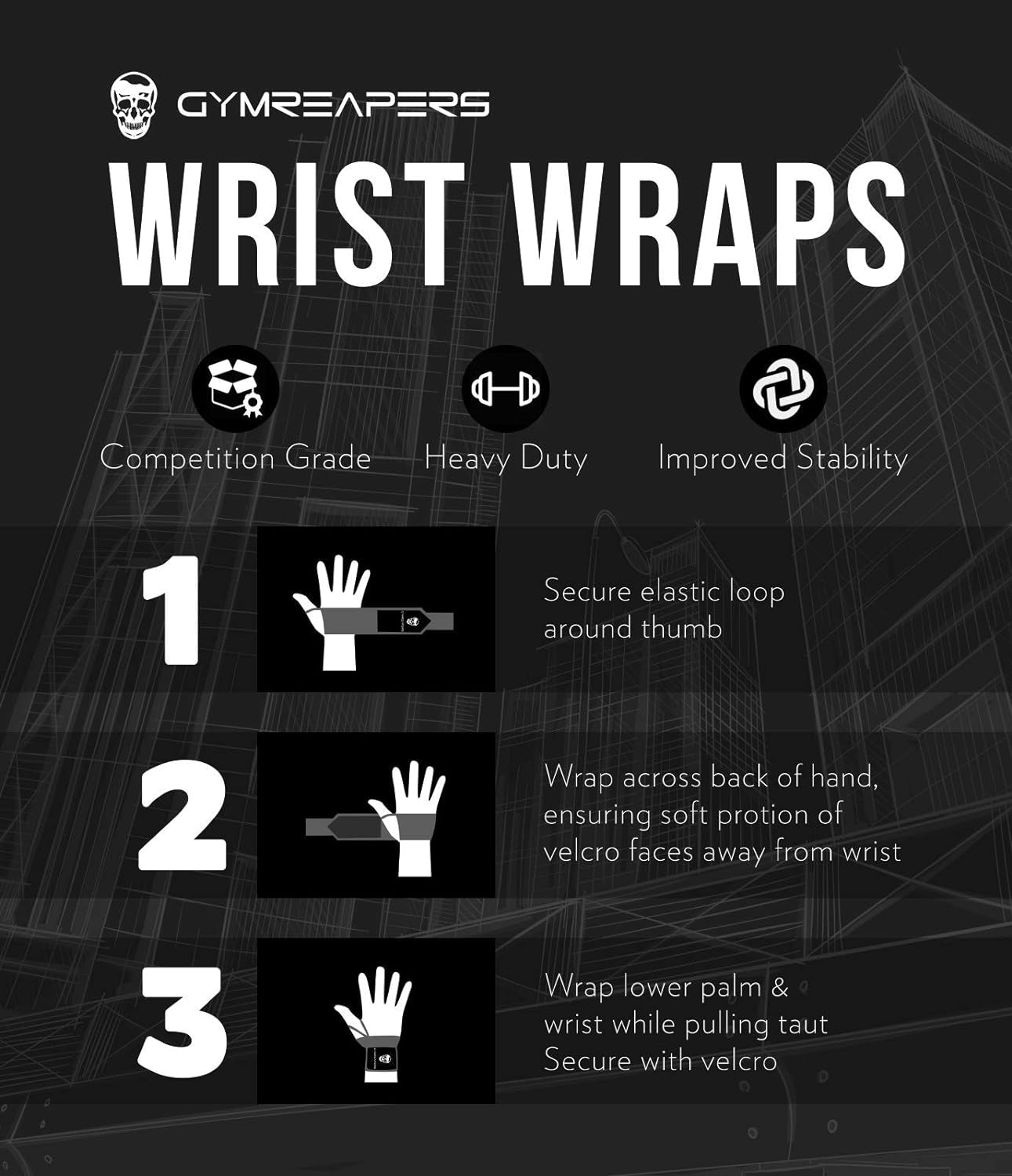 Professional 18" Weightlifting Wrist Wraps (IPF Approved) - Heavy Duty Support with Thumb Loop for Powerlifting, Strength Training, and Bodybuilding