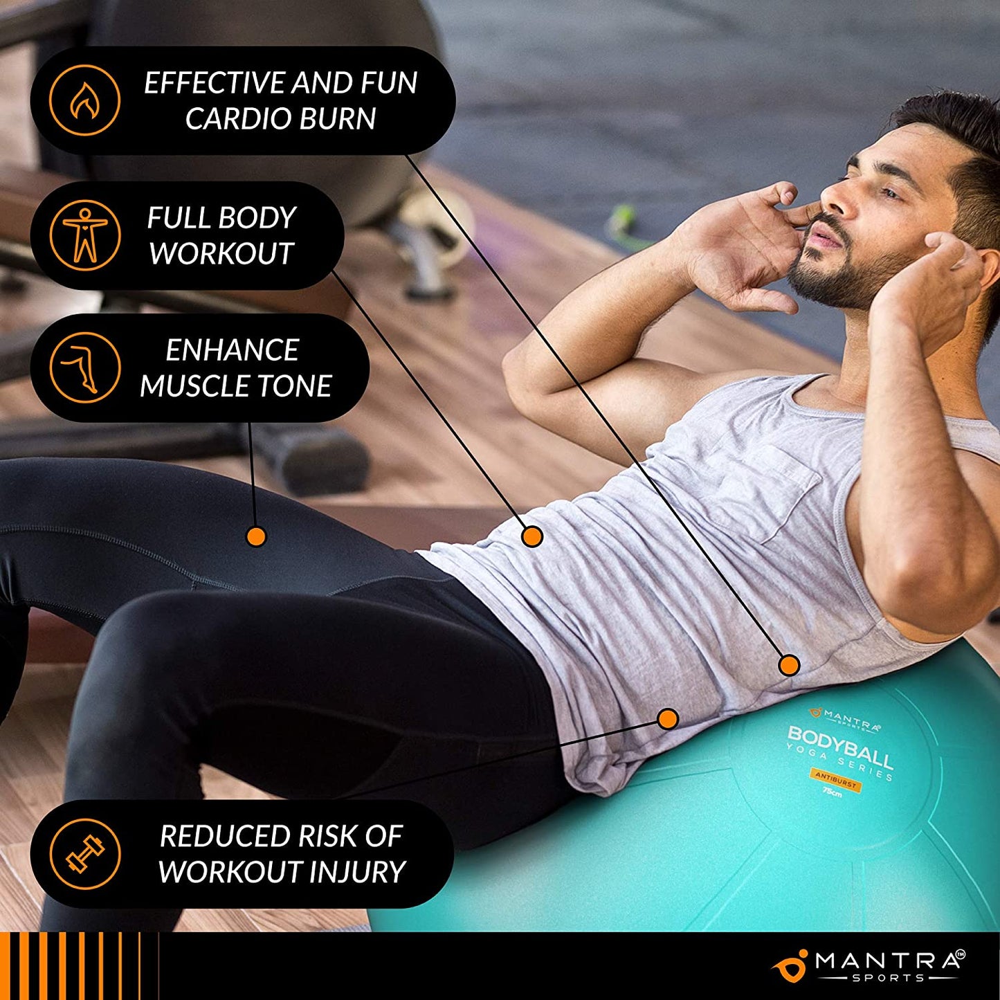 Professional Exercise Ball and Yoga Chair for Fitness, Stability, Pilates, Pregnancy, and Therapy - Available in 55Cm, 65Cm, and 75Cm - Extra Thick, Anti-Burst, Non-Slip Gym Quality Balance Ball with Pump and Guide